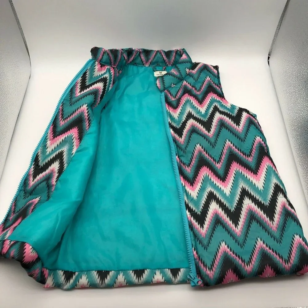 One Step Up Girls Lightweight Quilted‎ Style Vest Chevron Print Size M (10/12)